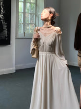 BXOXO party look inspos French Elegant Hollow Out Long Dresses Autumn Solid V Neck Birthday Party Vestidos Women Lantern Sleeve Robe Ladies Clothes New